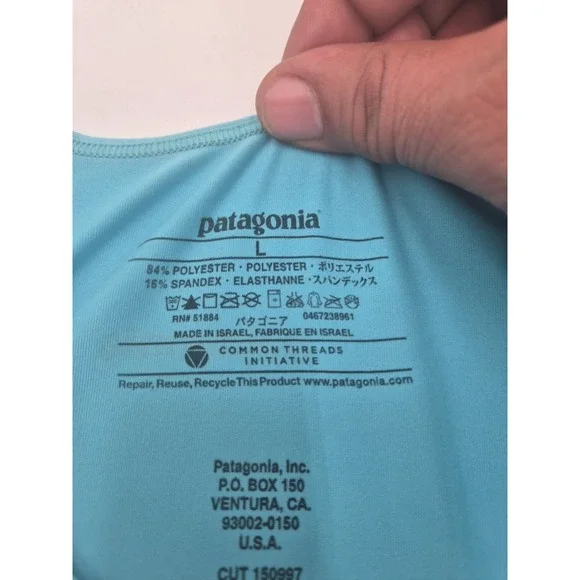 Patagonia Womens Blue Short Sleeve Performance T-Shirt Top - Size Large Stains - Picture 4 of 9